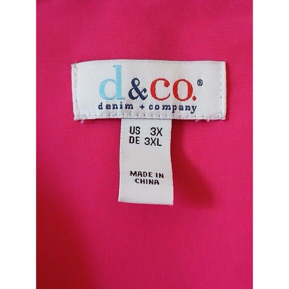 D.&Co Womens Blouse Tunic Pink roll-tab sleeve button shirt pockets 3X Office - Picture 8 of 16